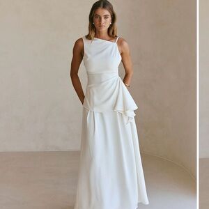 Sabo Skirt Elegant One Shoulder Cream Dress